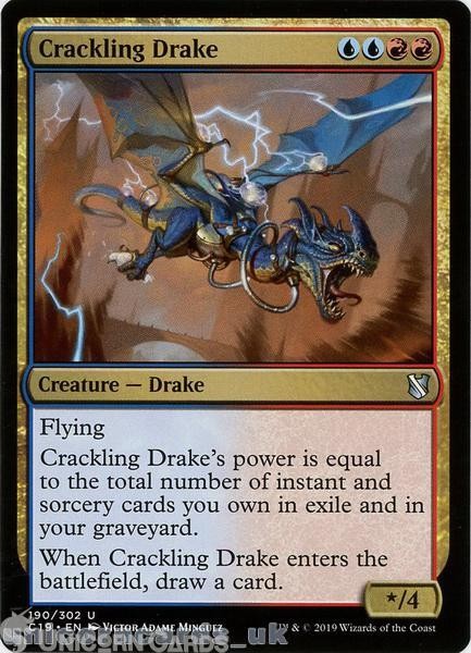 Crackling Drake :: Commander 2019 :: C19-EN-190 Uncommon Mint MTG Card