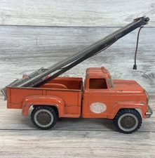 Vintage 1960s Hubley Mighty Metal Toys Pile Driver Truck 12" Orange Steel