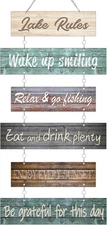 Hotop Lake Rule Wall Signs Lake House Decor Rustic Vintage Wall Art Gifts Metal 