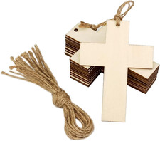 32 Pack Wood Cross Cutouts Small Wooden Crosses Hanging Ornaments DIY Cross Craf
