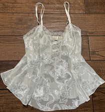 Vtg Victoria  s Secret Sheer Lingerie Ivory Lace Womens Large Cami Gold Label 90s