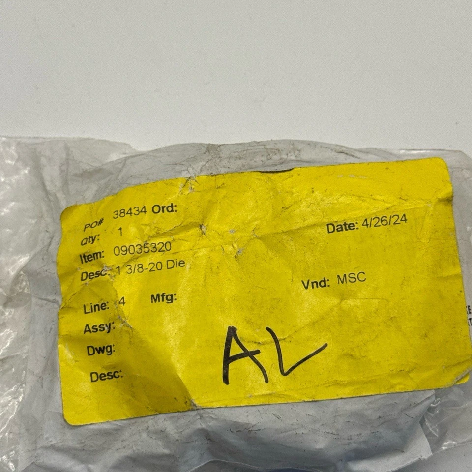 MSC 1-3/8-20 Round Adjustable Die 2 1/2" OD 09035320 HSS Industrial Tool - Image 4 of 4