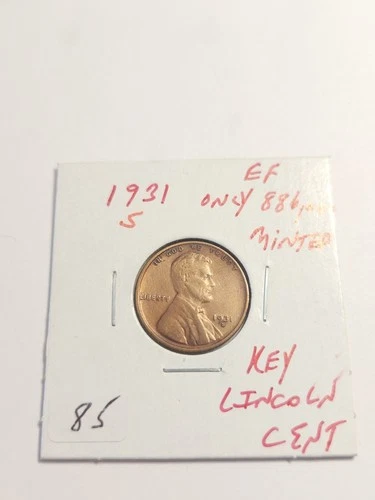 1931 S Lincoln Cent EF Low Mintage 886,000 Key Date Scarce
