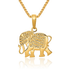10K Solid Yellow Gold Elephant Necklace
