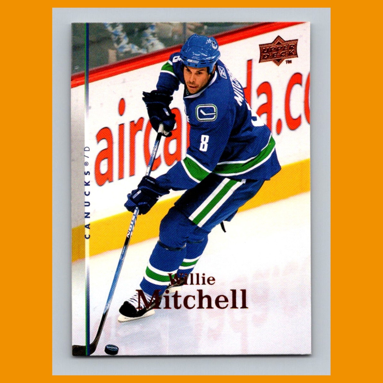 Willie Mitchell #286 2007-08 Upper Deck Vancouver Canucks Hockey Card NHL