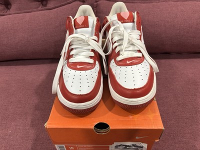 Nike Air Force 1 Shoe Womens 10 Mens 8.5 Valentines Day 2003 Red White Sneakers