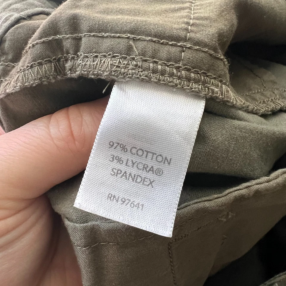 Pantalones Cortos J.Jill Para Mujer 10 Verde Elastizados Puños Dobladillo Tiro Medio Cremallera-Volar Informal Chino Foto 4 de 4