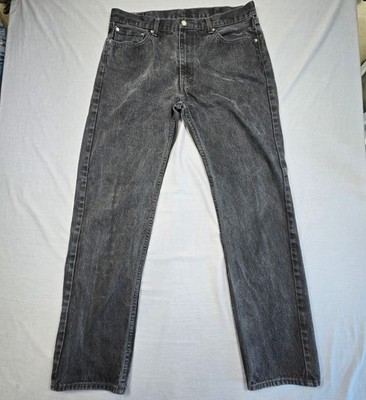 Levis 505 Mens Jeans W38 L36 Black Denim Straight Fit Style