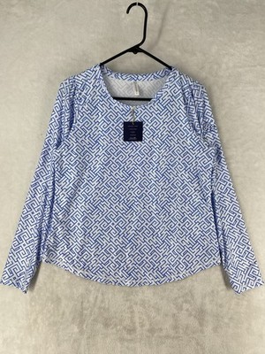 The Bubble Top Women's Large Blue Performance Long Sleeve Golf Tennis New $120