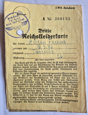 Dritte Reichskleiderkarte 1942 2 Weltkrieg WW2 Deutsches Reich Salzburg Herrn