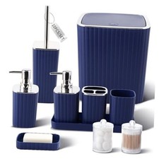 Navy Blue Bathroom Accessories Set - Gorgeous Bath Set Navy Blue Silver