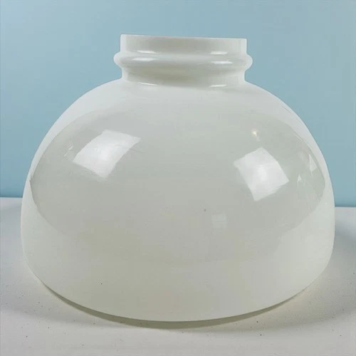 Vtg Milk Glass Lamp Shade 10” Globe Schoolhouse Style 3.5” Fitter White Glass