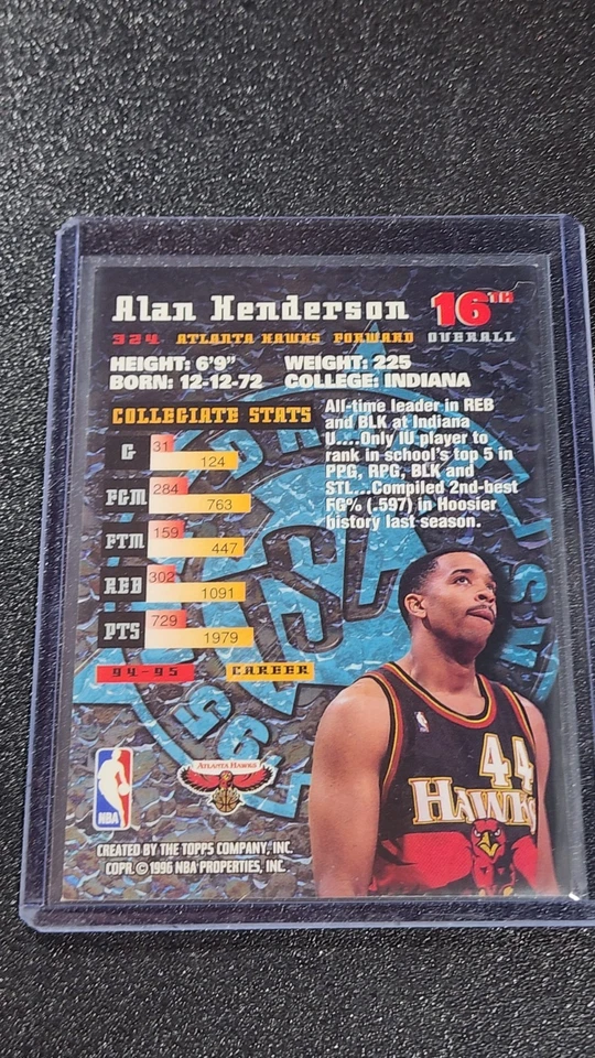 1995-96 Topps Stadium Club - Alan Henderson #324 (RC) - Image 2 of 2