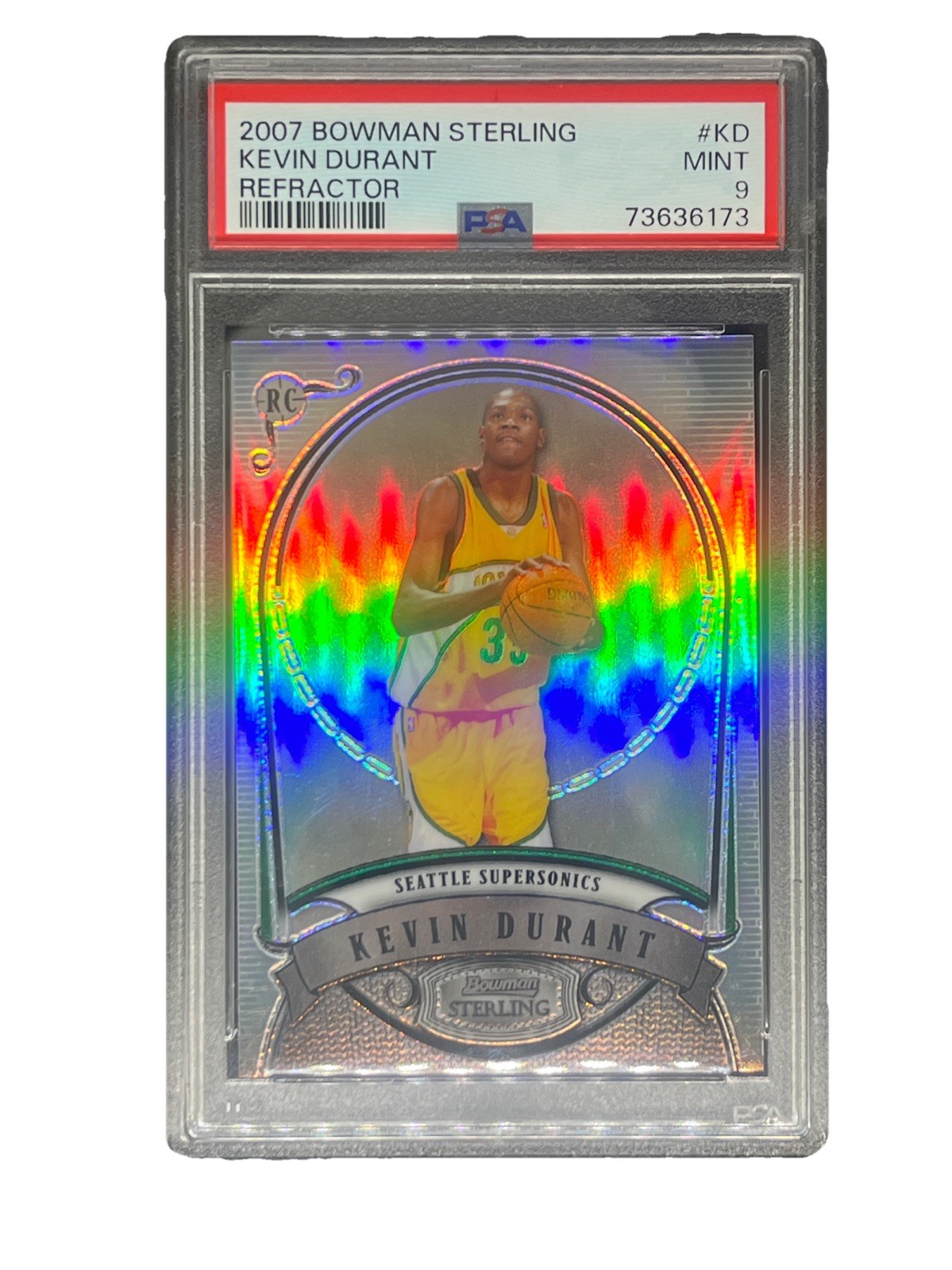 2007 08 Bowman Sterling KEVIN DURANT RC Refractor #KD /399 PSA 9 Mint NBA Card