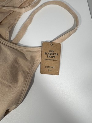 PINK Seamless Shape Bodysuit Thong Size Small Shapewear Beige