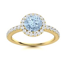 Aquamarine Stone 925 Sterling Silver Solitaire with Accents Ring Jewelry
