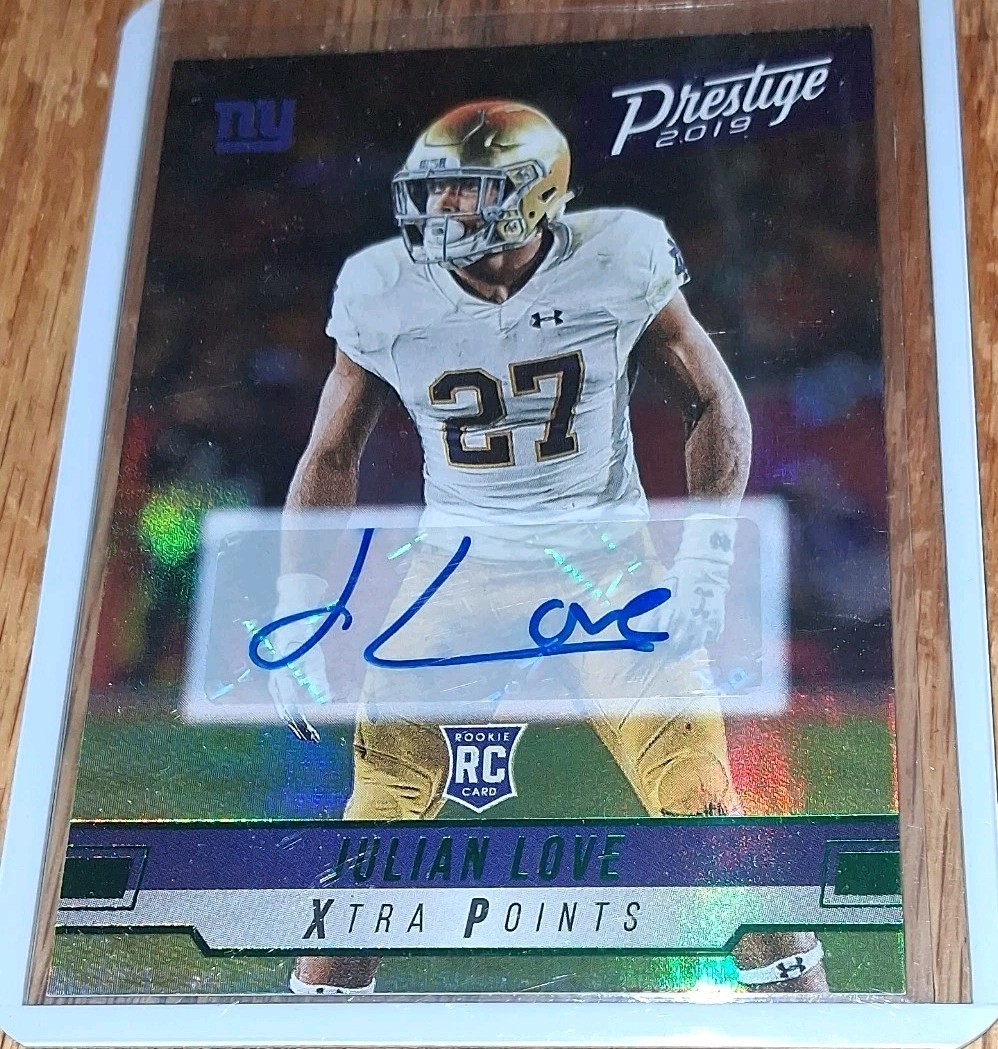 Julian Love Panini Prestige #296 Autograph Xtra Points Green