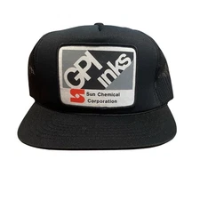 Vintage GPI Inks Sun Chemical Corp Snapback Hat Mesh Cap Black Trucker Patch 90s