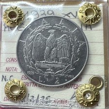 REGNO D' ITALIA 2 LIRE IMPERO 1939 XVIII ANTIMAGNETICO NC sigillata SPL/FDC