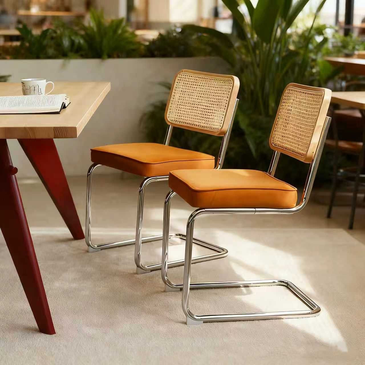 S Set Of 2, Velvet Rattan Side Accent Chairs With Chrome Leg