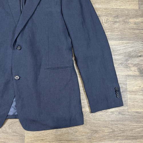 NORDSTROM Men's Shop Italian Ormezzano Linen Navy Dual-Vent Slim Blazer 44L - Picture 5 of 16