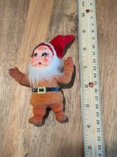 1950s Flocked/Felt Mini Santa Claus Doll Ornament