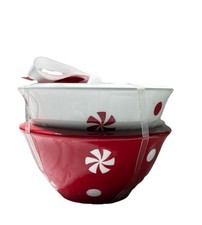 NEW 2pc. Teramoto Dipping Sauce Bowls Peppermint Square Holiday