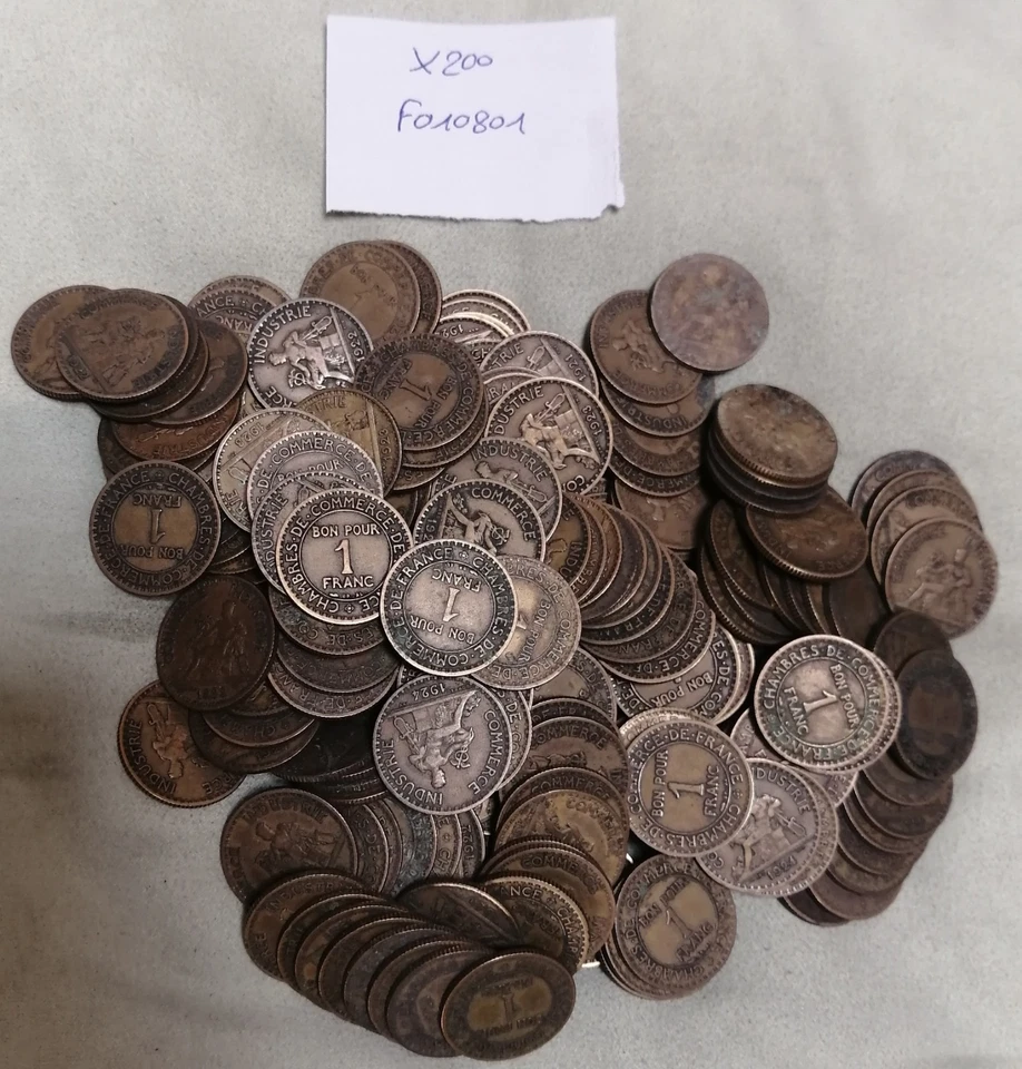Lot monnaies françaises 200 pièces 1 Franc Domard Chambre De Commerce - Photo 1/1