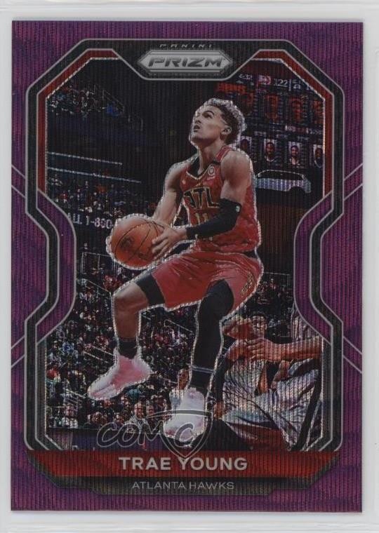 2020-21 Panini Prizm Purple Wave Prizm Trae Young #64 02ho