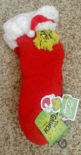 The Grinch Dr. Seuss Slipper Socks With Gripper Sole Sherpa Lined Shoe Size 5-10