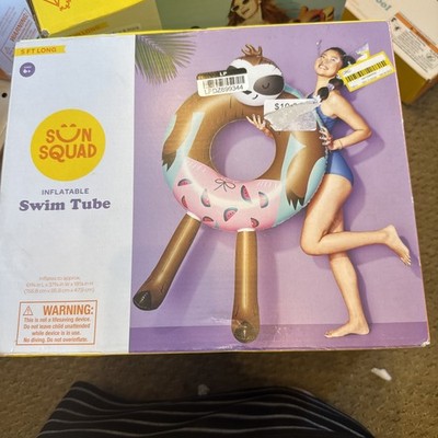 Sun Squad Sloth Inflatable Swim Tube - 5 Feet Long - NEW