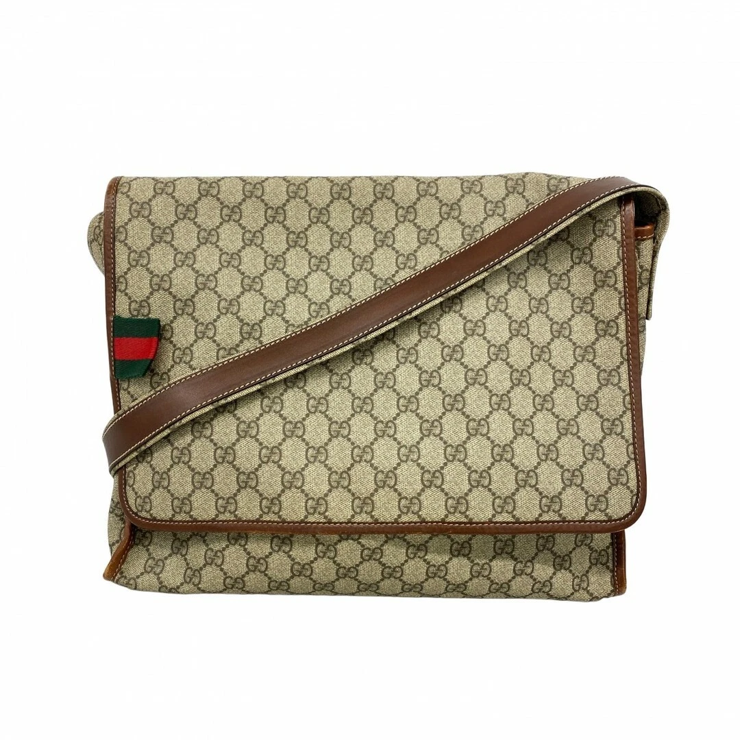 5cf6901 Sac à bandoulière Gucci GG Supreme Sherry Line 246411 PVC marron champagne