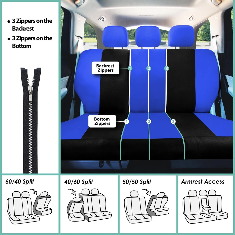 Fundas de asiento de auto de tela de ajuste universal FH Group para camioneta SUV "Elige estilo" Foto 2 de 3