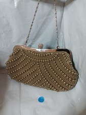 elegant Silver beaded evening clutch classic sunburst pattern formal events.