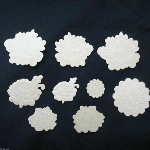 Embossed Chipboard Flower Embellishments Raw Bare Unfinished 12 pc - 第 1/1 張圖片