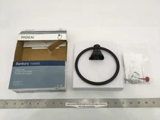 (1) NEW Moen Banbury Towel Ring - MATTE BLACK - Y2686BL (open)