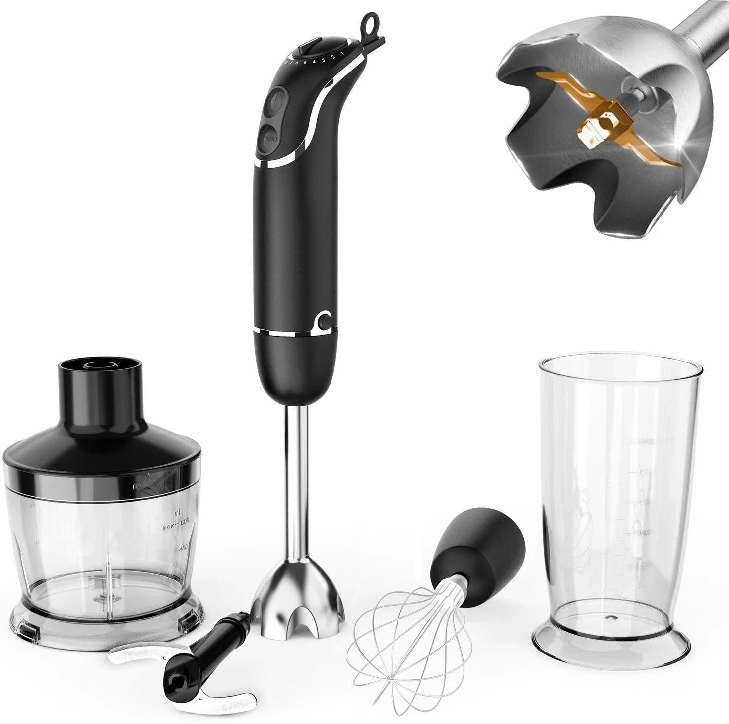 500W Blender Handheld Immersion Powerful Electric Hand Blender with Titanium
Opens in a new window o
