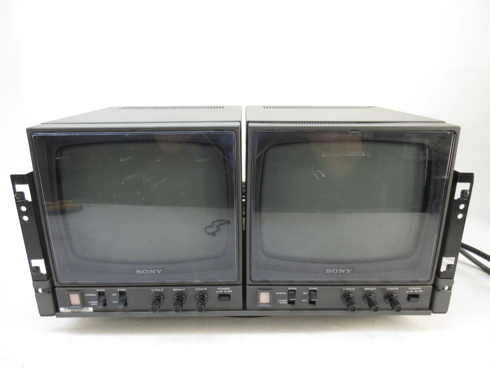 2x SONY PVM-91 Vintage Black and White CRT Video Monitor with Ra