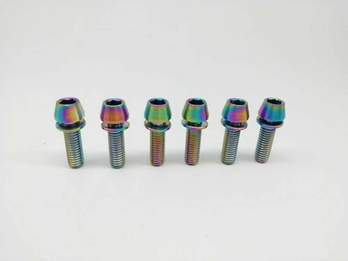 M5x16mm Titanium Ti Bike Stem Bolts Taper Head Bicycle Conical With Washers 6pcs - Picture 7 of 15