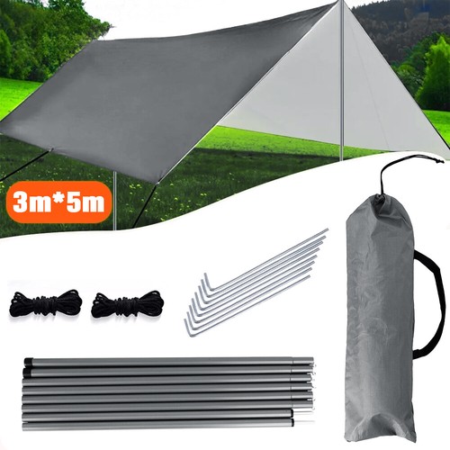 Tarp Zelt-Plane 3x5m Wasserdicht –Camping Sonnensegel Sonnenschutz UV-Schutz - Bild 23 von 23