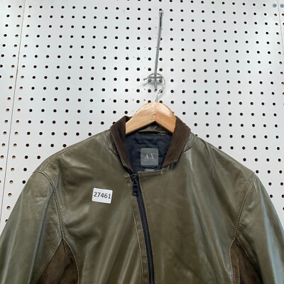 Armani Exchange Woman Small Green Lamb Suede Zipper Motorcycle