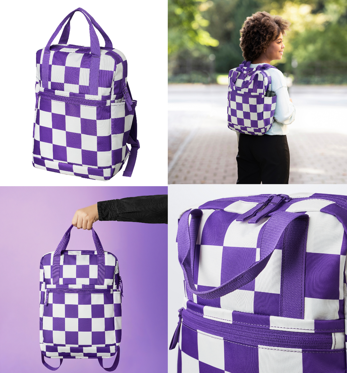 IKEA STARTTID Backpack, School bag, White Bright Lilac, 27x9x38 cm