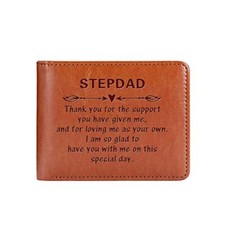 To My Stepdad Gifts Leather Wallet for Man Engraved Personalized Leather Wallet