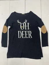 Cresent Womens Black Christmas nightgown dress Size large