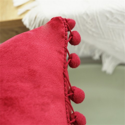 Funda de cojín de terciopelo pompón suave bola flecos decoración del hogar sofá funda almohada - Imagen 5 de 30