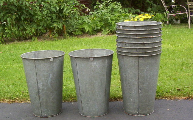 6 OLD Vintage GALVANIZED Sap Buckets Maple Syrup Must See