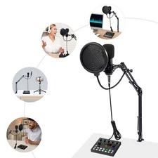 Podcast Equipment Bundle Home Studio Recording Kit Music Mixer Headphones NEW