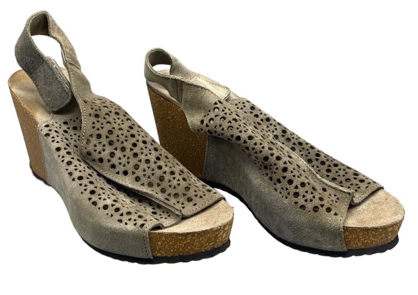 APL a. ciannetti sandali zeppa punta aperta gancio e passante pelle grigia taglia 9 LEGGI