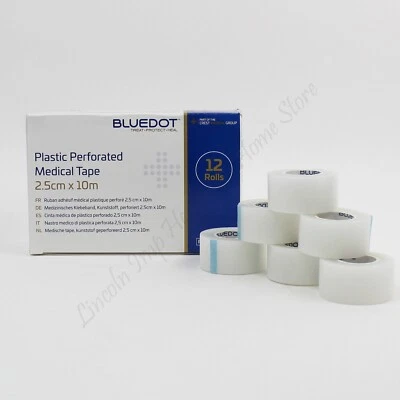 Transparent Perforated Plastic Medical / Surgical Tape Blue Dot 2.5cm x 10m
