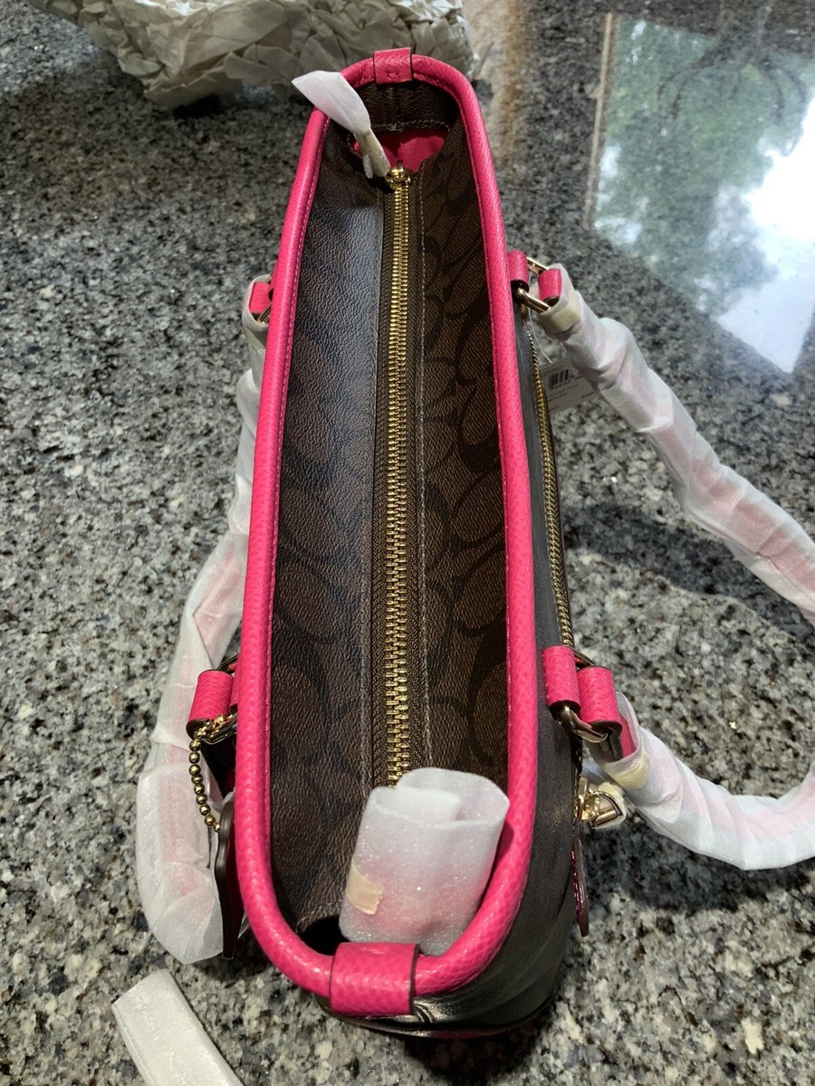 美品✨近年モデル COACH シグネチャートートバッグ ピンクF34603 Women's COACH Signature Zip Top Tote Handbag. F34603. IM